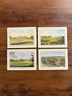 4 Vintage Golf Course Placemats - Turnberry Royal Troon Gleneagles Scotland